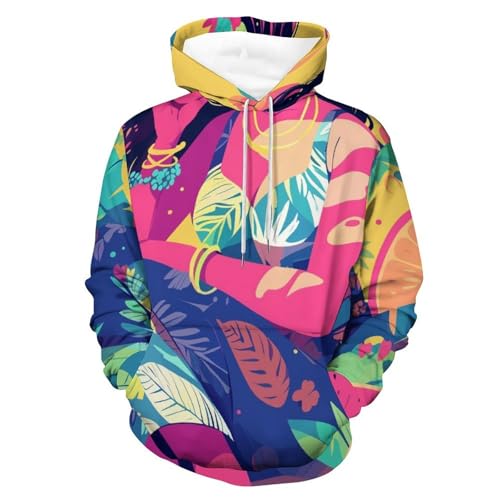 Sweat à capuche tropical pour homme et femme, pull à motif fleur taille S