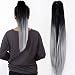 Neverland Beauty 22" Claw on Ombre Two Tone Synthetic Long Straight Ponytail Hair Extensions Natural Black to Silver Grey