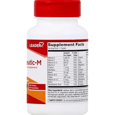Leader Therapeutic-M Multivitamin with Iron & Minerals, Daily Essential Nutritional Support Supplement for Adults, Energy & Immune Health, 130 Caplets