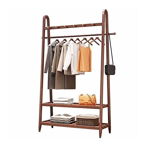XCHSXYL Perchero de pie nórdico Creativo Percha de Suelo Dormitorio Minimalista Sala de Estar Porche Perchero Vertical con Doble Estante de Almacenamiento Perchero Perchero (Tama