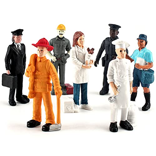 People Everyday Heroes Figurine Toys: 7pcs Human Figurine Veterinary Pilot Postman Baker Figurine Mailman Policeman Construction Worker Models