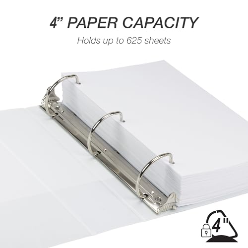 Image of Samsill Durable 4 inch 3 Ring Binder, D Ring Binder, 100% Recycled Chipboard, White, Pallet of 216 Binders in 36 Cartons