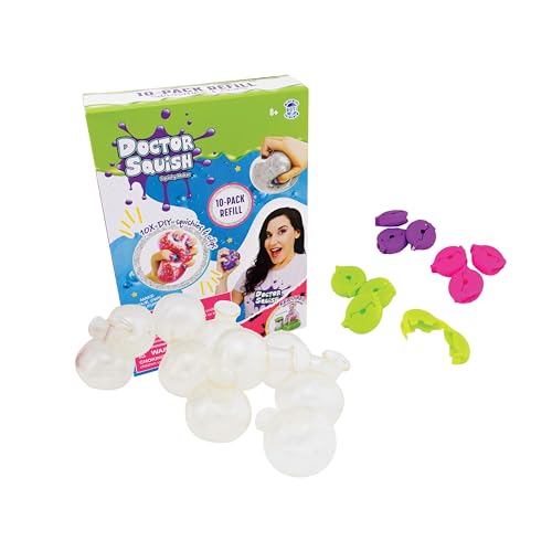 Doctor Squish Squishy Maker Refill Pack | DIY Squishy Making Kit with 10 TPR Balloons and 10 Reusable Clips | Make Your Own Squishies for Kids Ages 8 & Up | 1 Pack