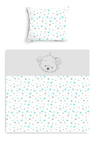 Amilian Baby Bettwäsche Set 2-teilig – 80x80 & 35x40 cm – Kinderwagen,...