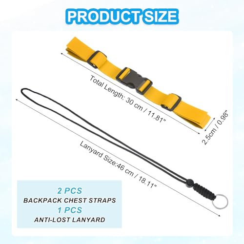 Sangle de poitrine sac à dos polyester jaune réglable avec boucle rapide 2 pces