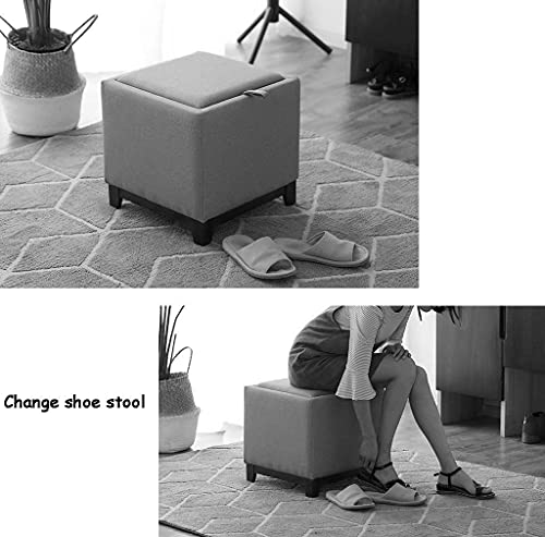Repose-Pieds de Rangement en Lin Gris Foncé CHEWYNP