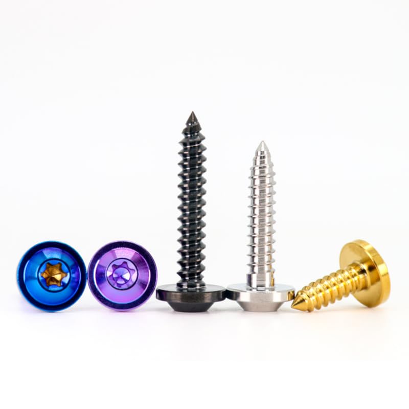 GR5 (Ti-6Al-4V) Titanium Alloy Flying Saucer Head self-Tapping Screws 4 Pieces, Inner torx self-Tapping Screws#8#10 Titanium Alloy self-Tapping Screws