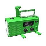 Radio De Emergencia con Batería De 4000 Mah, Radio De Supervivencia De Manivela con Linterna, Cargador De Teléfono Celular, Supervivencia De Alarma SOS, Luz para Actividades Al Aire Libre,Green