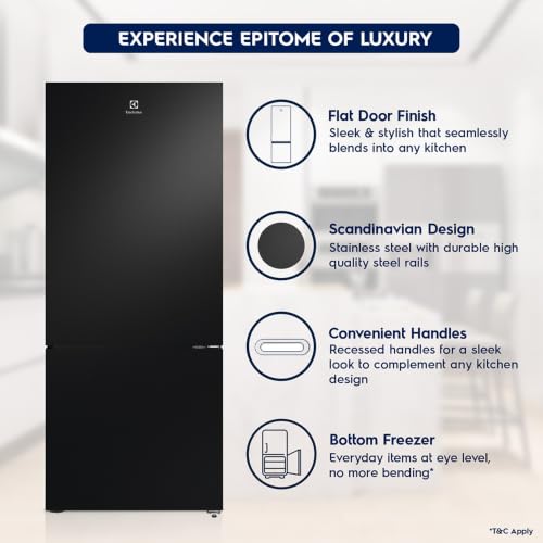Image of Electrolux 425L 1 Star Double Door Refrigerator with AI CoolAssist, Bottom Mount Freezer, GreenZone Technology, Cooling 360, Inverter, Frost Free, UltimateTaste 700, EBE4302C-B, Charcoal Black