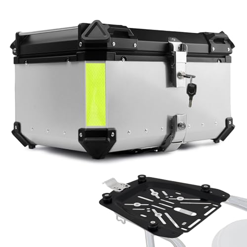 Coffre arrière de moto étanche et verrouillable en alu argent