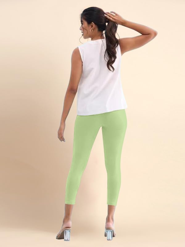 Image of TRENDMALLS Women's Microfiber Elastane Stretch Soft Cropped Leggings with Ultrasoft Waistband for Women