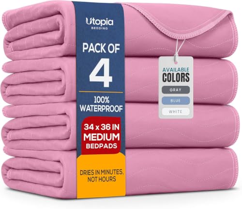 Image of 4 Pack Waterproof Reusable Heavy Absorbency Incontinence Bed Pads 34 inchx36 inch