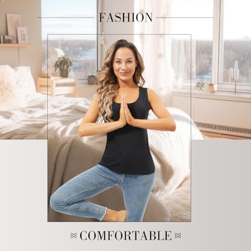 Image of Toulite 4 Pcs Thermal Tank Tops Women Underwear Tops Sleeveless Undershirt for Women Cotton Camisole Warm Base Layer