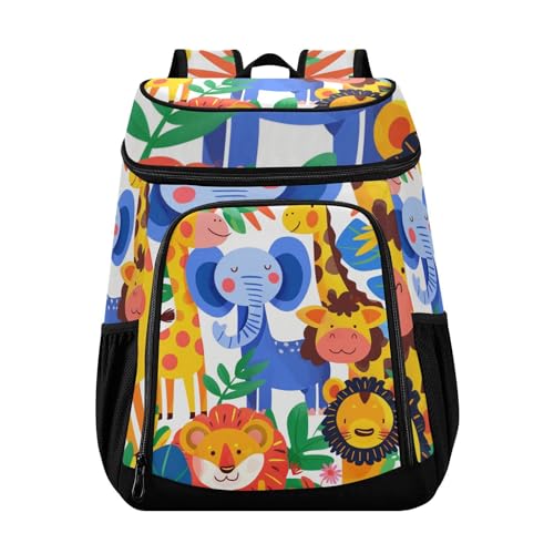 Zoo Animals Doodle Cooler Backpack Cooler Insulated Leak Proof Lunch Backpack 36 Cans Waterproof Soft for Men Women Picnic Hiking Camping Beach