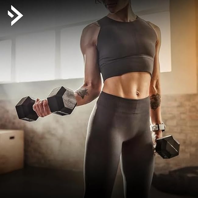 Hex Dumbbell set,5-25 Rubber Encased Exercise & Fitness Dumbbells set of 2, Hand weights for Strength Training