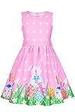 Doxrmuru Easter Bunny Dress for Girls Easter Outfit Sleeveless Bunny Tutu Dress with Colored Belt (Pink, 7-8 Years)