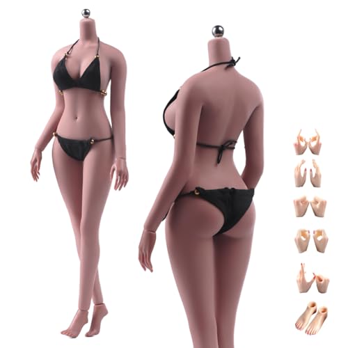 Fremego 1/6 Scale Female Body,12inch Super Flexible Plump Body Type Female Figure with Detachable Feet Hand Shapes Seamless Miniature Action Figure Collectible (240101S Suntan Skin)