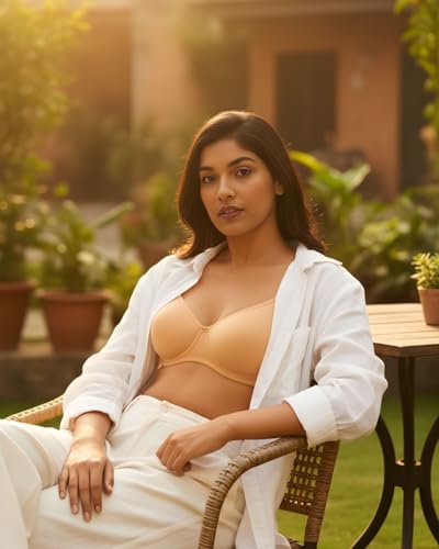 Image of Saforia Cuddlecot Cotton Padded T-Shirt Bra for Women | Wire-Free Full Coverage Bra | Breathable Soft Cotton Everyday Bra | Seamless Comfort Innerwear