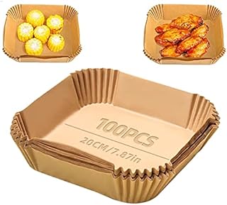 Air Fryer Liners Square, 100PCS Air Fryer Disposable Paper Liner, for Air Fryer, Oil-Proof, Water-Proof, Food Grade Parchment, Air Fryer Paper(7.9in)