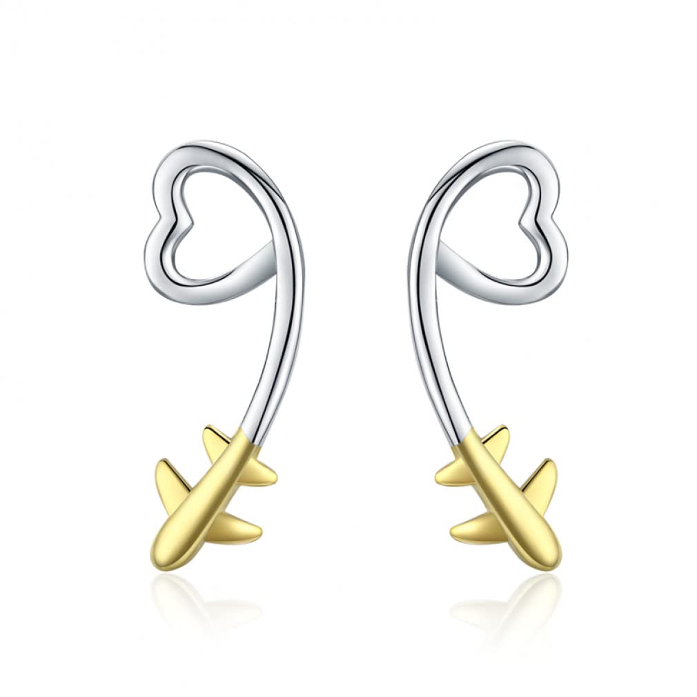 HLTYGWX Orecchini a Bottone a Cuore Piccoli Orecchini in Argento Sterling 925 in Oro Rosa e Smalto con zirconi a Cuore Rosso per Gioielli da Donna