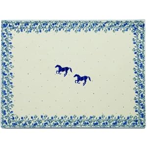 Authentic Polish Pottery Cookie Sheet in Horse Gallop Design Handmade in Bolesławiec Poland by Ceramika Artystyczna + Certificate of Authenticity
