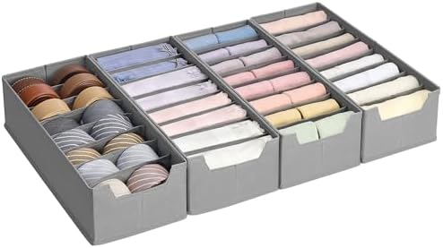 SONGMICS Juego de 4 Organizadores para Cajones de Ropa Interior, ...