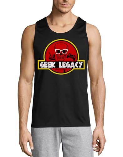 Camiseta sin mangas de algodón negro Geek Legacy para hombre