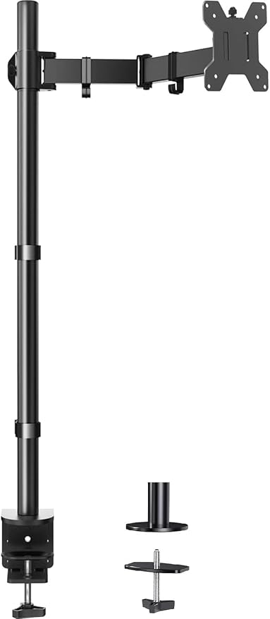 HUANUO Braccio Monitor,supporto regolabile per schermi 13″ - 32″, schermi ultrawide da 38″,supporto monitor singolo extra-alto da 1010mm per monitor con capacità da 10 kg con base a morsetto/passacavo
