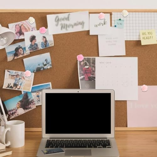 Image of Vuzvuv 60 Pcs White and Cream Pink Rose Flower Push Pin with Gradient Color for Bulletin Board,Decorative Cute Thumbtacks Floret Flower Pins for School, Office