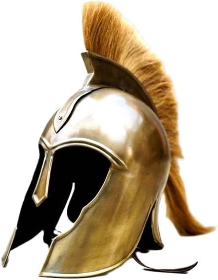 Troy Achilles Helmet with Horse Hair Plum | Helmet for Role-Play Helmet | Roman Helmet Antique Brass Finish 18 Gauge Steel