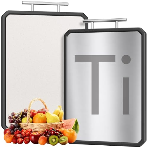Titanium Cutting Boards for Kitchen, Large 16x11 Inch Pure Titanium and Wheat Straw PP Double Sided Chopping Board, Dishwasher Safe, Easy to Clean