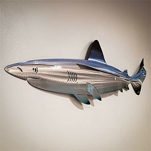 Comior Shark Metal Wall Art Decor,Shark Metal Art Wall Hanging Ornament Art Wall Decoration Ocean World Color Shark Metal Wall Sculptures For Patio Office Living Room Bedroom Home Hall Decoration #TOP6