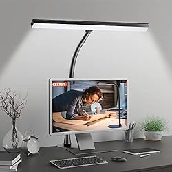 Amazon Lamparas Led Escritorio CELYST Lámpara de Escritorio LED, 10W Lámpara de Mesa de Arquitecto de 62cm con Cuello de Cisne Flexible, 3 Modos de Color, Lámpara de Lectura para Piano, Niños, Oficina, Computadora, Trabajo, Negro