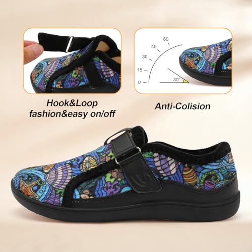 Image of Spesoul Wide Womens Slippers Adjustable House Shoes Indoor Outdoor Barefoot Slippers Cozy Walking Shoe Swollen Edema Diabetic Shoes