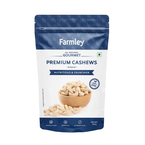 Image of Farmley Premium Whole Cashews Mangalore Origin Kaju (250 G) Prasadam Makhana Fox Nuts 100 G Big Size Phool Makhana Indian Snacks