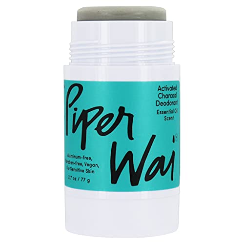 PiperWai, Natural Activated Charcoal Deodorant, Organic, Aluminum-Free, Odor-Absorbing and Wetness Fighting, Coconut Oil, Gender-Neutral (As Seen on Shark Tank) (2.7 Ounce (Pack of 1), Scented)