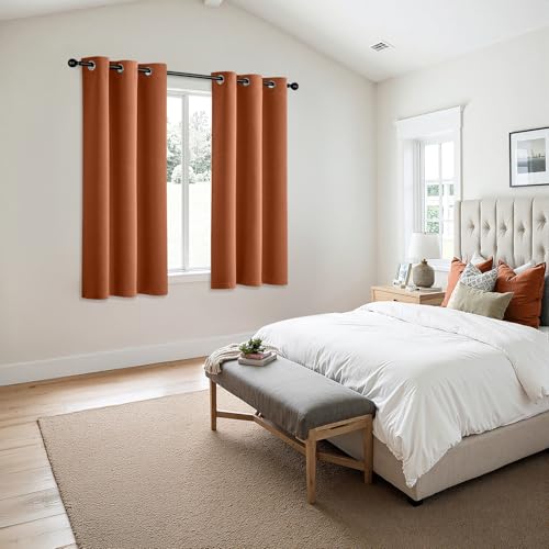 Image of MIULEE Blackout Curtains for Bedroom Living Room 2 Panels, Thermal Insulated Room Darkening Drapes Grommet Noise Reducing Light Blocking Window Treatments 54 Inches Long 40x54 Inch Rust
