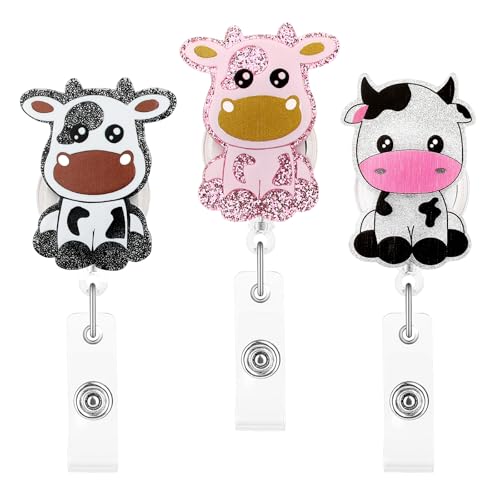 Wy Lighting Level 569456_1_LMKHVMPM Cow Badge Reel Retractable Badge Holders Cute Print Animal Id Name Tag Holder Belt Card Clip Decor Accessories cover