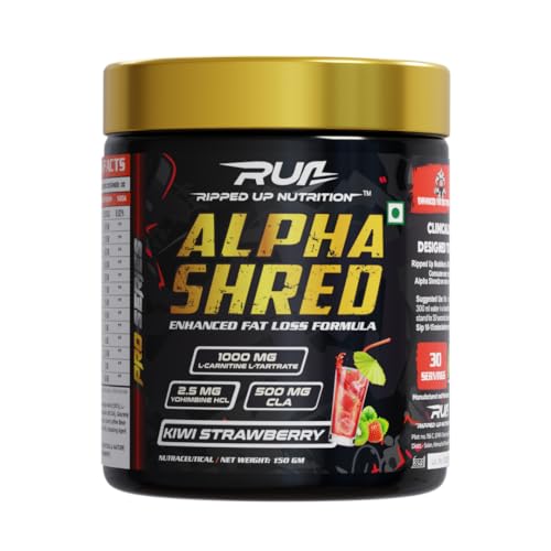 Image of Ripped Up Nutrition Alpha Shred Fat Burner - 150g, Kiwi Strawberry | With Carbliss for Blocking Carbs by 40-60% | Weight Management & Metabolism Booster | Enriched with Garcinia Cambogia, Coffee Bean Extra, Caffeine