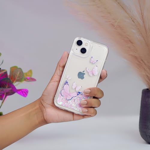 Image of Peeperly Back Cover Case for iPhone 14 Pro Max Scratch Resistant Anti-Slip TPU Shockproof Protective Durable Butterfly Glitz Glam Case for Girls & Women(Pink)