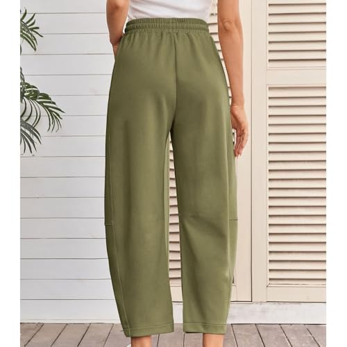 Womens Barrel Sweatpants Drawstring Wide Leg Pants Casual Baggy Elastic Waisted Trousers Pants with Pockets2