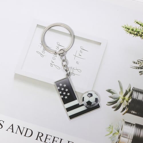 Bag Charms Initial A-Z Letter Keychain Bag Charm Soccer Keychain for Handbags Sports Bag