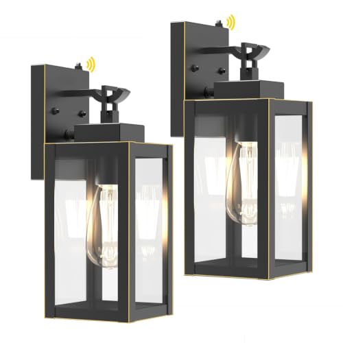 LTBLIGHT 2-Pack Dusk to Dawn Outdoor Porch Light Black-Gold Security Lights - image 1