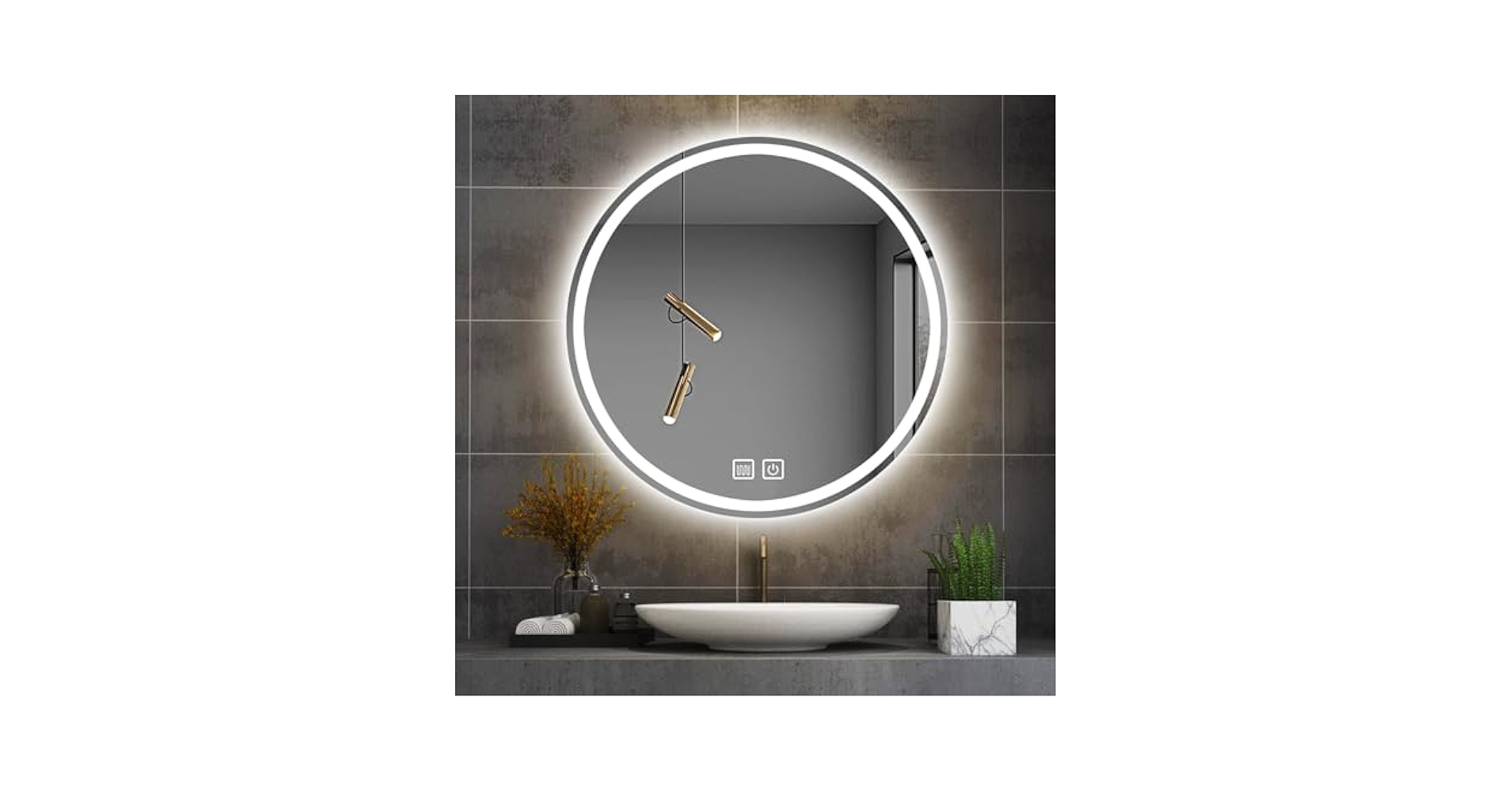 ❤️新品❤️LEDミラー 鏡 50㎝ 円型 曇り止め 浴室鏡 ライト付き 壁掛け Amazon.co.jp: LEDミラー 浴室 鏡 曇り止めシート 円形 丸型 調