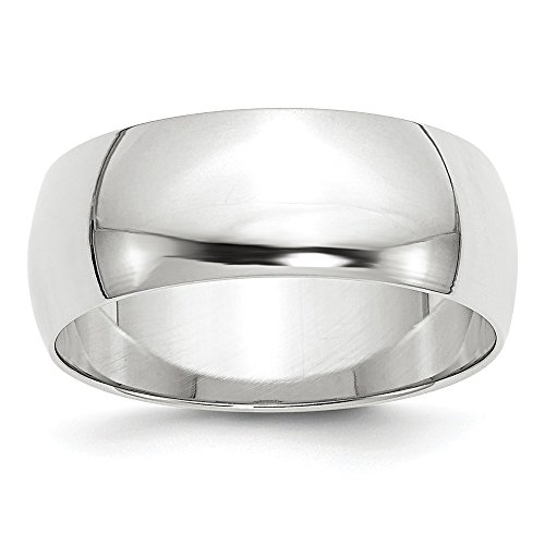 10k White Gold 8mm Men's Plain Classic Dome Wedding Band Ring