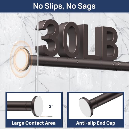 Image of ENJOYBASICS 1 inch Bronze Shower Curtain Rod, 30-88 inch Adjustable, Secure Tension | Easy No-Drill Installation, No Tools, No Gaps, Sturdy Rust-Resistant Steel, Sag-Resistant Design, Tubs, RVs, Apartments