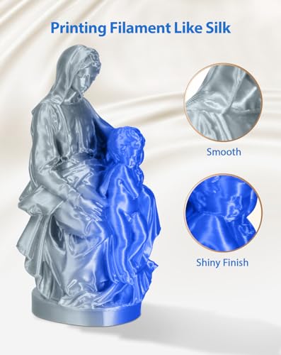 Image of DURAMIC 3D Silk Dual Color PLA Filament Shinny High Gloss Finish 1.75mm | 3D Printing Filament with Cardboard Spool,No-Tangling Neatly Wound Dimensional Accuracy 99% + /- 0.03mm 1KG Silk Blue Silver
