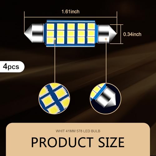 4PCS 578 LED luces interiores con chip 2835 blanco miniatura 2