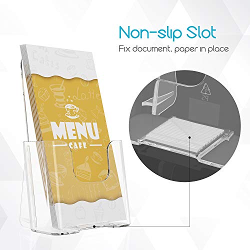 image for KTRIO Brochure Holder Acrylic Display Stand 4 inch Wide, Plastic Flyer