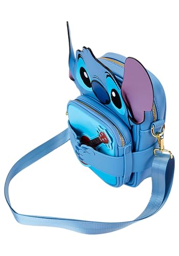 Loungefly Disney Stitch Ukulele Cutie Crossbuddies Cosplay Crossbody Bag with Coin Bag, Blue4